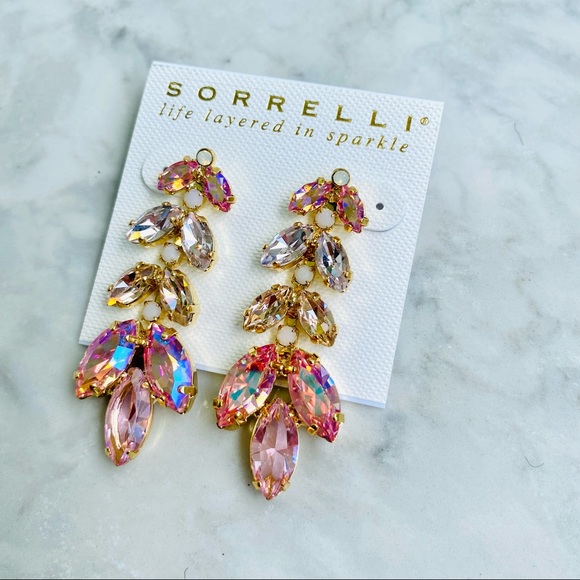 Sorrelli Repeating Navette Dangle Earrings in Pink Pastel Multi NWT - Picture 15 of 17